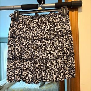 SHEIN Black and White Floral Skirt